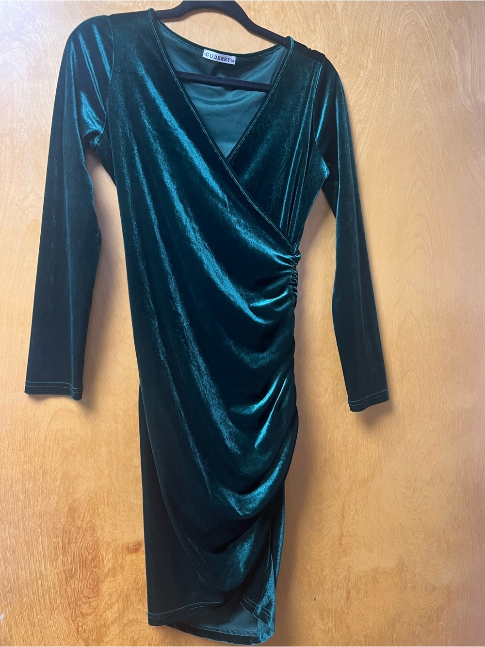 Deep Emerald Green Velvet Wrap Dress